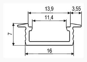 Aluminum profile for flexible LED strip 1m PROF-151-1M