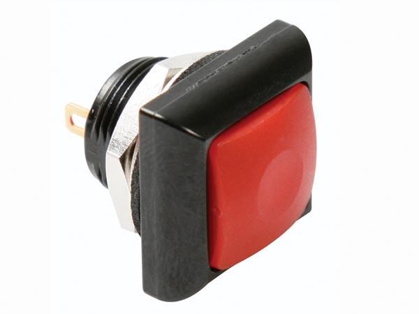 MINI SQUARE METAL PUSH BUTTON WITH RED BUTTON 1P SPST OFF-(ON) R1397R 5410329428020; 5410329494544; 5410329538477