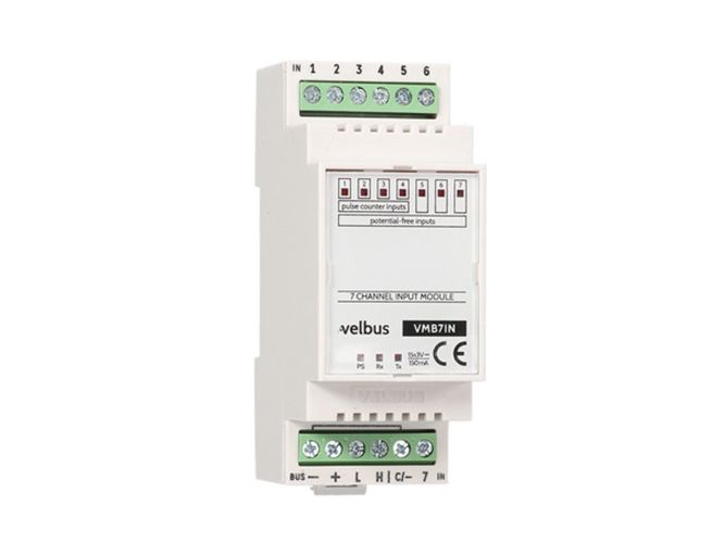 7-channel input module (potential free + pulse) for DIN rail VMB7IN 5410329478988