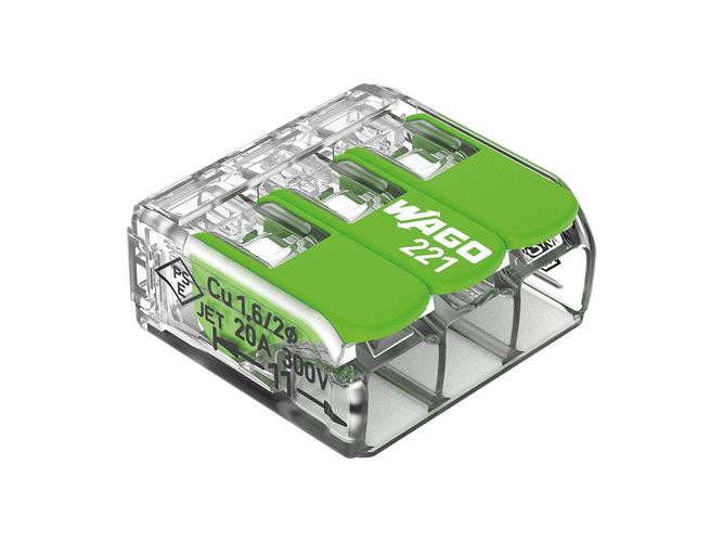 Compact splicing connector 3 x 0.2 - 4 mm▓ for all wire types - green WG221423