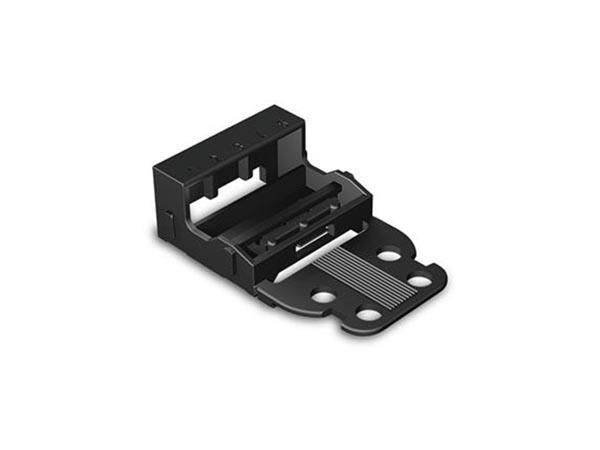 MOUNTING CARRIER - FOR 5-CONDUCTOR TERMINAL BLOCKS - 221 SERIES - 4 mm² - WITH SNAP-IN MOUNTING FOOT FOR VERTICAL MOUNTING - BLACK WG221525B 5410329716110; 4055143640978