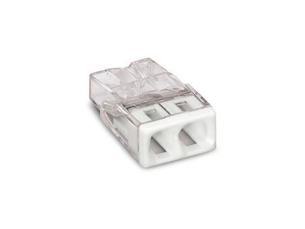 COMPACT SPLICING CONNECTOR - FOR SOLID CONDUCTORS - max. 2.5 mm▓ - 2-CONDUCTOR - TRANSPARENT HOUSING - WHITE COVER WG2273202