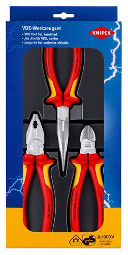 KNIPEX 00 20 12 Electro Set 1 x 03 06 180, 1 x 26 16 200, 1 x 70 06 160  00 20 12 4003773012412