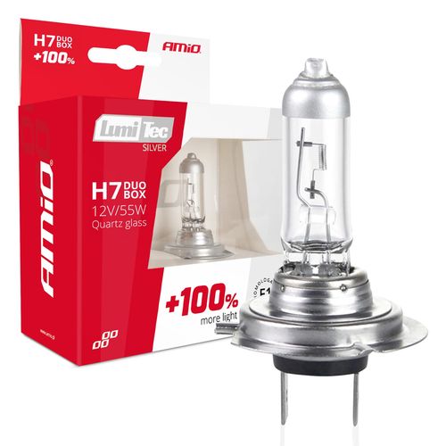 Halogen bulbs H7 12V 55W LumiTec SILVER +100% DUO, AMiO 5903293014035