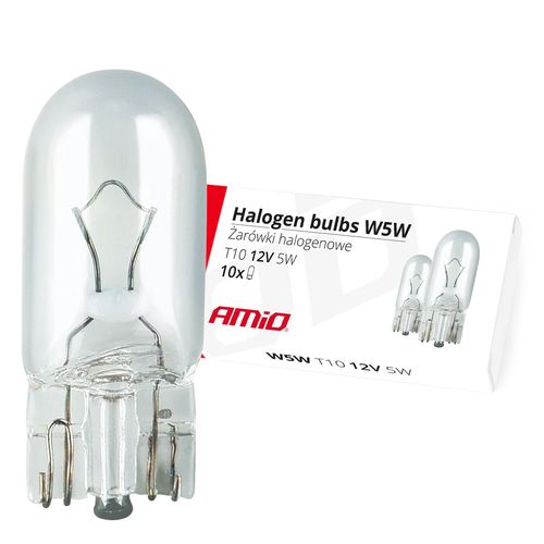 Halogen bulbs W5W T10 5W W2.1x9.5d 12V 10pcs, AMiO 5903293014837