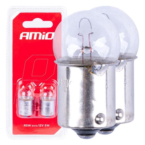 Halogen bulbs R5W BA15s 12V 2pcs blister, AMiO 5903293033494