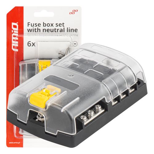 Fuse box set with neutral line 6 sockets AMIO-03833, AMiO 5903293038338