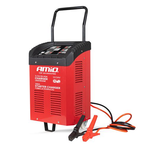 Battery charger with jump starter max. 40A, 12V, 24V, start-up 300A, AMIO-04500, AMiO 5903293045008