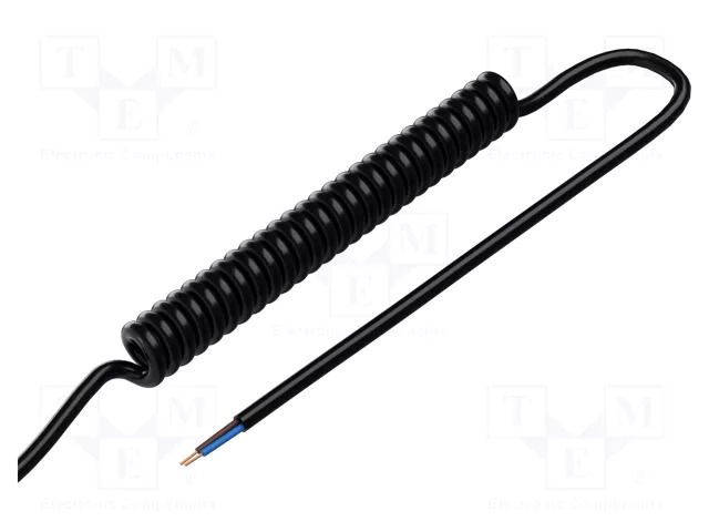 Wire: coiled; 2x0.5mm2; unshielded; PUR; black; 300V; 0.8m; 3.2m SIMECH SPT00173C