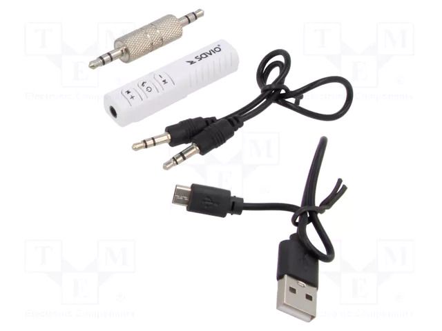 FM transmitter; white; 15m; Bluetooth: 5.0; Charge time: 1h SAVIO SAVFMTRANSTR-11W