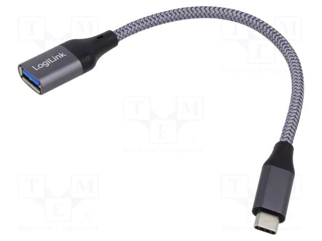 Cable; OTG,USB 3.2; USB A socket,USB C plug; 150mm; grey; 15W; 3A LOGILINK CU0106
