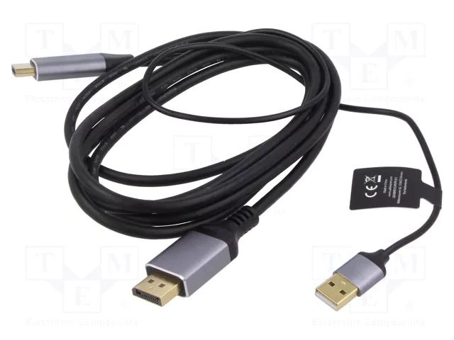 Adapter; DisplayPort plug,HDMI plug,USB A plug; 2m; black GEMBIRD A-HDMIM-DPM-01