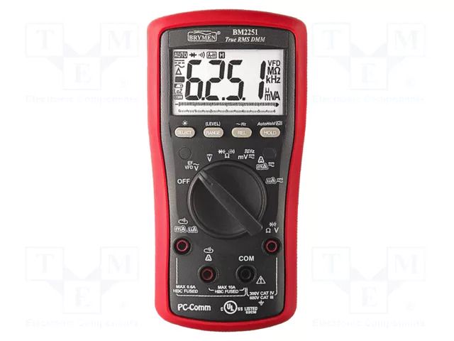 Digital multimeter; LCD; (6000); Bargraph: 60segm.40x/s; 5x/s BRYMEN BM2251
