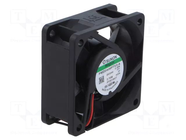Fan: DC; axial; 24VDC; 60x60x25mm; 49.27m3/h; 37dBA; Vapo; 9.14mmH2O SUNON PMD2406PTV3A