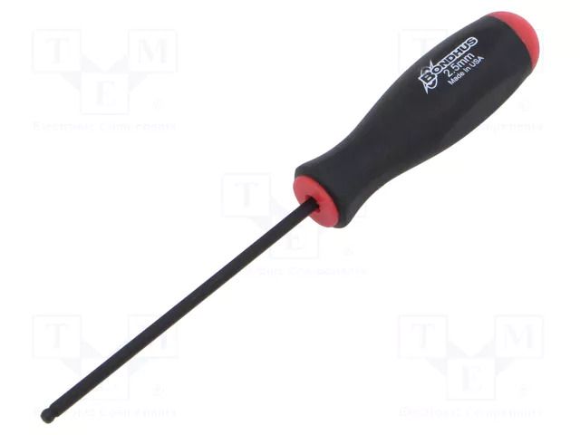 Screwdriver: standard; hex key,spherical; HEX 2.5mm BONDHUS BONDHUS-10654