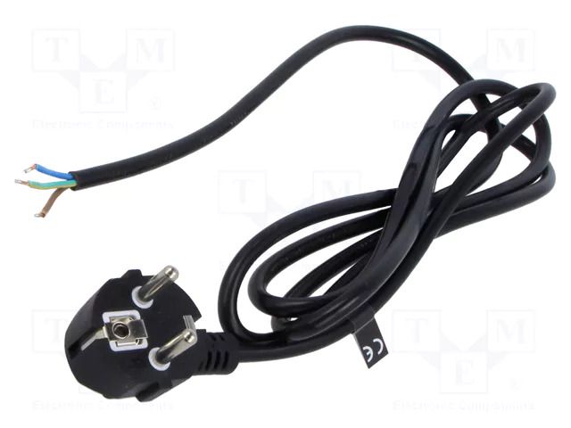 Cable; 3x0.75mm2; CEE 7/7 (E/F) plug angled,wires; PVC; 1.8m POS POSAC-10/7/7L-18B