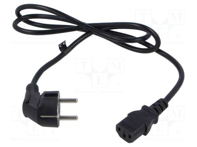 Cable; 3x0.75mm2; CEE 7/7 (E/F) plug angled,IEC C13 female; PVC POS POSAC-C13-EUL12