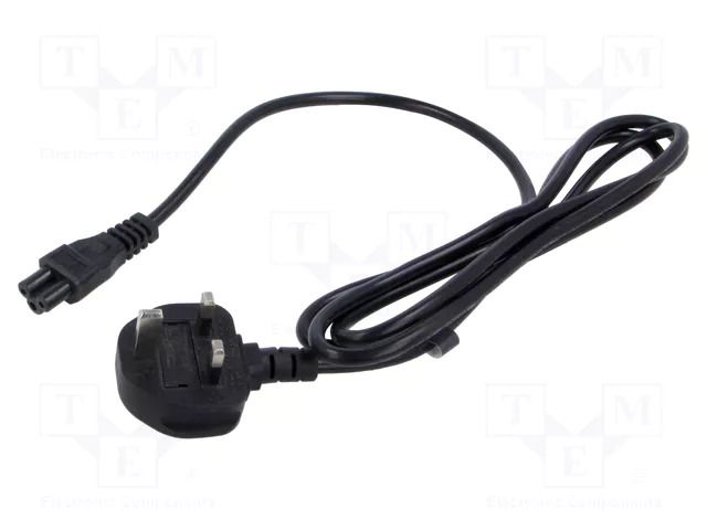 Cable; 3x0.75mm2; BS 1363 (G) plug,IEC C5 female; PVC; 1.8m; 2.5A POS POSAC-C5-2A/UK18