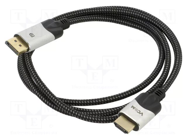 Cable; DisplayPort plug,HDMI plug; PVC; textile; 1.8m; black VCOM CG608M-1.8