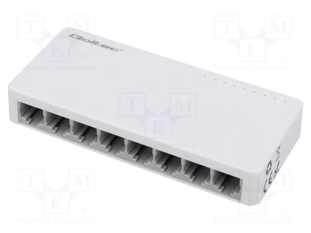 Switch Ethernet; DC socket,RJ45 socket x8; Fast Ethernet; white QOLTEC QOLTEC-52248