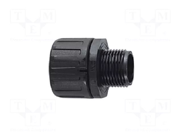 Straight terminal connector; Thread: metric,outside; polyamide HELLERMANNTYTON HG16-S-M16-PA66-B