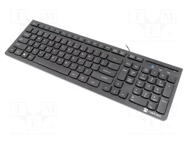 Keyboard; black; USB A; wired,slim,US layout; Len: 1.5m NATEC NKL-1829