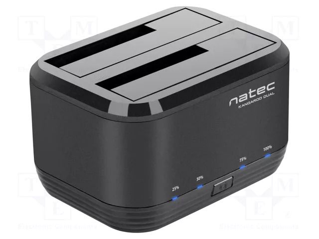 Docking station; USB 3.0; DC socket,HDD/SSD,USB B socket; black NATEC NSD-0955