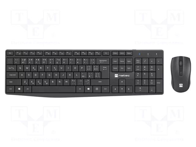 Office kit; black; universal; USB A; wireless; No.of butt: 4; 10m NATEC NZB-1990