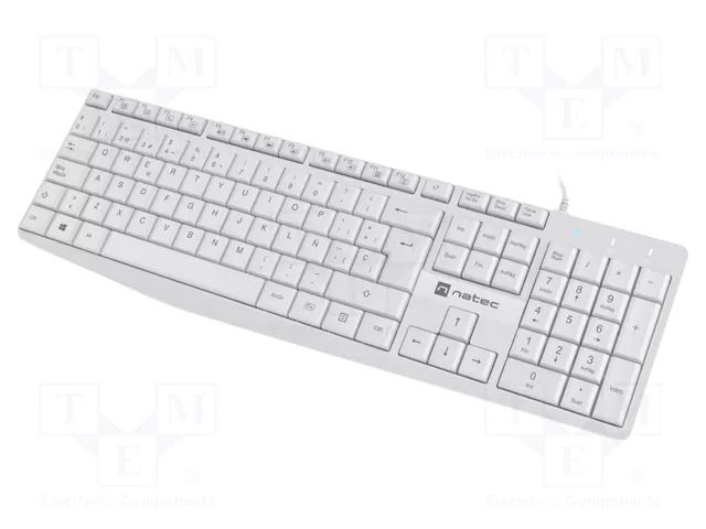 Keyboard; white; USB A; ES layout,wired,slim; Len: 1.8m NATEC NKL-1949