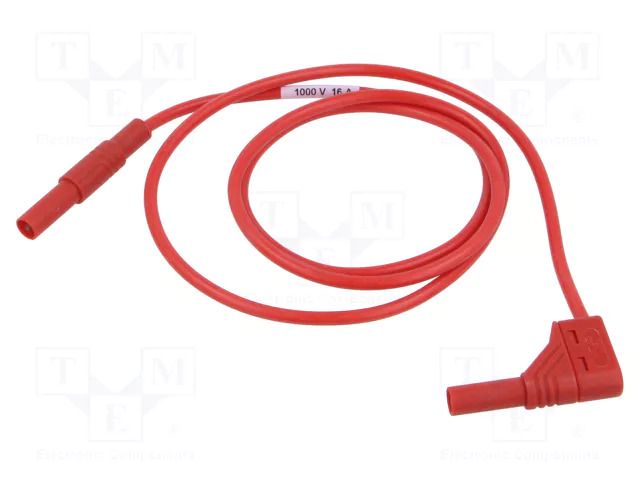 Test lead; 16A; banana plug 4mm,angular banana plug 4mm; Len: 1m HIRSCHMANN T&M MLSSILWG100/1RT