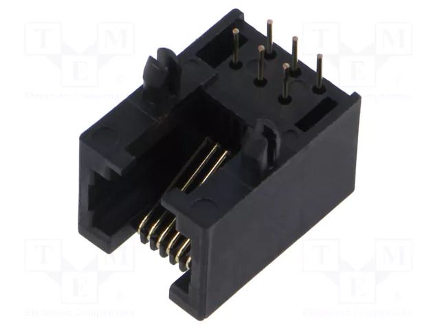 Connector: RJ12; socket; PIN: 6; 6p6c; on PCBs,PCB snap; THT ADAM TECH MTJ-665X1