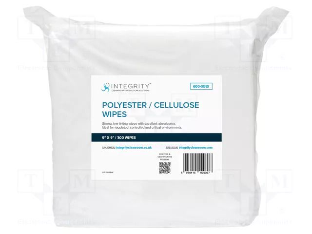 Cleaning cloth: cloth; dry; 300pcs; 228.6x228.6mm; cleanroom ANTISTAT ATS-600-0510