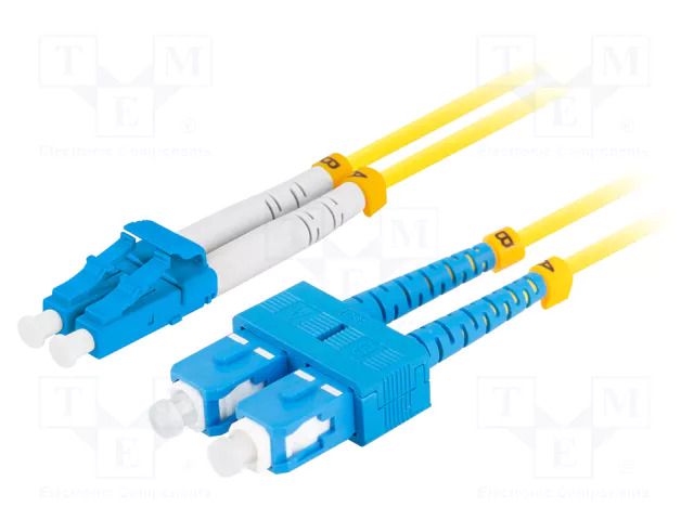 Fiber patch cord; LC/UPC,SC/UPC; 0.5m; 9/125um; LSZH; blue; yellow LANBERG FO-SULUSD11-0005YE