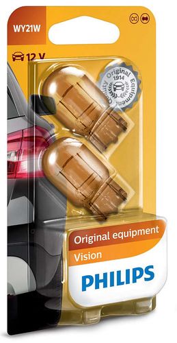 Spuldze 12V 21W W3x16d dzeltena, PHILIPS, 2gab 12071B2 8727900697414