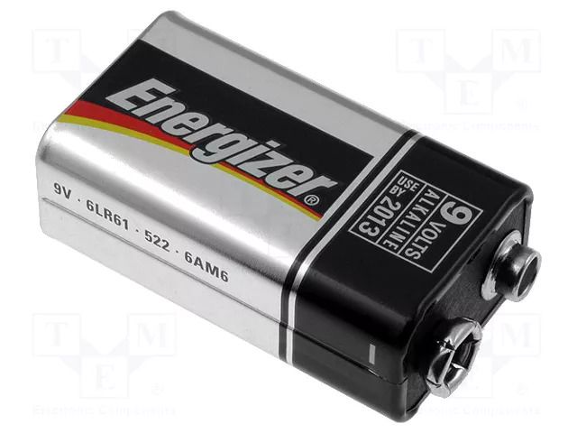 Battery: alkaline; 6F22; 9V; non-rechargeable; 1pcs. ENERGIZER BAT-6LR61/EGB