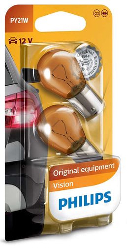 Spuldze 12V 21W BAU15s dzeltena, PHILIPS, 2gab 12496NAB2 8711559523729