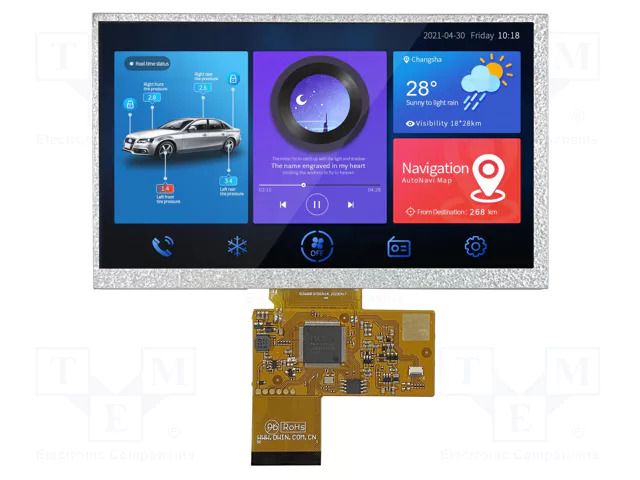 Display: TFT; 7"; 1024x600; Illumin: LED; 16MBFLASH; RGB; 300cd/m2 Dwin Technology DMG10600F070-02WN