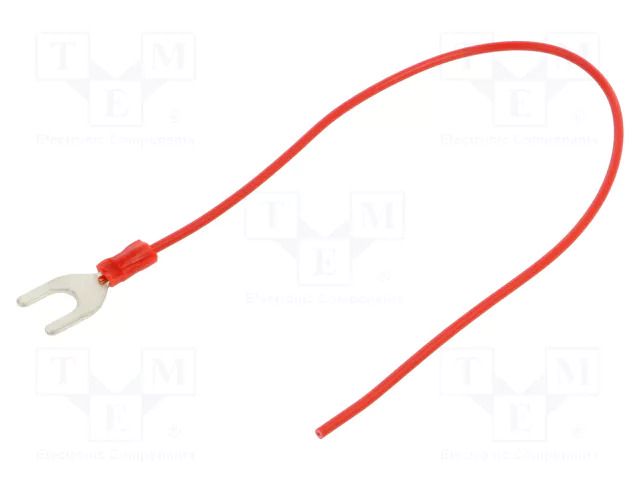 Cable with crimped terminals; H05V-K; 0.5mm2; red; 250mm; fork CHEVAL M6WI-050RD025