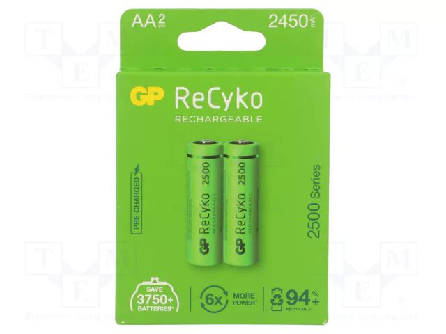 Re-battery: Ni-MH; AA; 1.2V; 2450mAh; ReCyko; blister; Ready2Use GP ACCU-250AAHC-2EB2