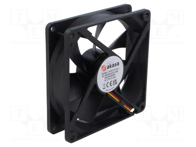 Fan: DC; axial; 12VDC; 92x92x25mm; EBR; 5pcs. Akasa AK-9225LS-KT05-N