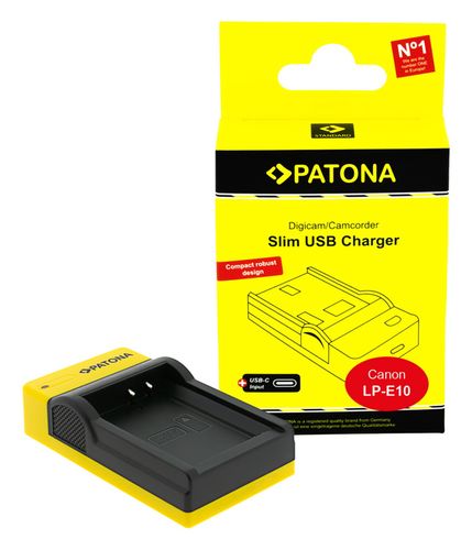 PATONA Slim USB charger with USB-C Input for Canon LP-E10 EOS EOS1100D EOS-1100D Rebel T3 LP-E10 Kiss X50, PATONA 151629 4055655203500