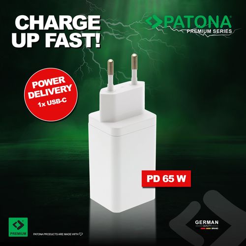 PATONA Premium GaN PD65W Adapter white 1xUSB-C PD3.0 QC3.0, PATONA 2643 4055655237260