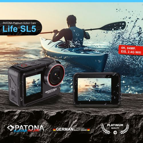 PATONA Platinum Action Cam Life SL5 6K 90fps 64MP EIS 170° 7G+IR waterproof RC Wifi APP many accessories, PATONA 4233 4055655253062