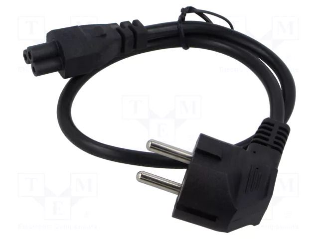 Cable; 3x0.75mm2; CEE 7/7 (E/F) plug angled,IEC C5 female; PVC GEMBIRD PC-186-ML12-0.5M