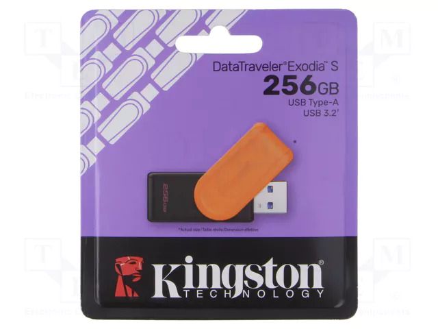 Pendrive; USB 3.2 Gen 1; 256GB; DataTraveler Exodia S; USB A KINGSTON TECHNOLOGY DTXS/256GB