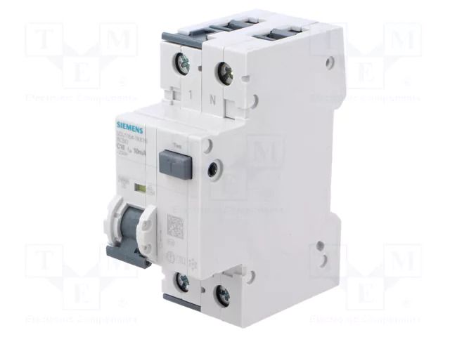 RCBO breaker; Inom: 16A; Ires: 10mA; Poles: 1+N; 230/400VAC; IP20 SIEMENS 5SU1154-7KK16