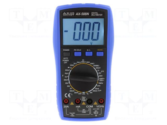 Digital multimeter; LCD; 3,5 digit; VDC accuracy: ±(0.5%+3digit) AXIOMET AX-588N