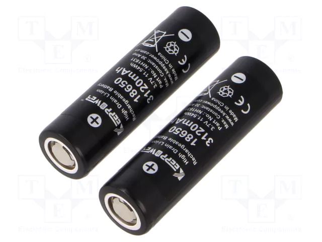 Re-battery: Li-Ion; 18650,MR18650; 3.7V; 3120mAh; Ø18.3x65.3mm KEEPPOWER NH1831
