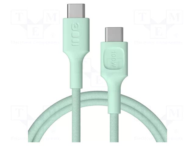 Cable; USB 2.0; USB C plug,both sides; 1.2m; green; 480Mbps; 100W GREEN CELL GC-KABGC100PS120MG