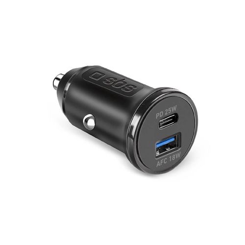 SBS TECRPD25W Car Charger 25W USB-A USB-C with Power Delivery - Black, SBS TECRPD25W TECRPD25W